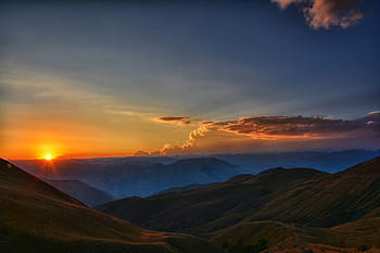 fotografování západu slunce, modrý, nebe, krocan, Příroda, krajina, kaçkars, přírodní krůta, příroda krajiny, tráva, hora