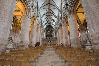 interiér katedrály, hnědý, židle, uspořádat, uvnitř, kostel, dlouho, ostrůvek, architektura, budova, infrastruktura