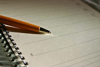 brown, opened, page notebook, Calendar, Ring Binder, Pen, entry, leave, lined, block, writing tool