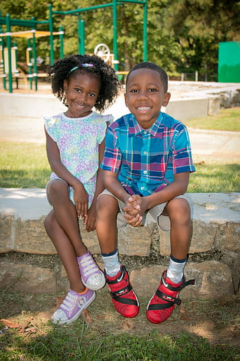boy, girl, sitting, next, Kids, Students, School, black, african american, elementary, child