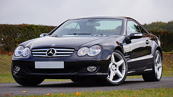 Černá, mercedes-benz coupe, silnice, během dne, auto, vozidel, luxus, modrý, mercedes, benz, pozemního vozidla