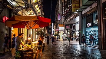 Kadın, giyme, siyah, gömlek, konuşma, adam, gri, görünüm, Kent, sokak, gece vakti