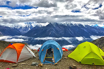 carpas en montañas, carpas, montañas, naturaleza, paisaje, montaña, camping, carpa, al aire libre, senderismo, aventura