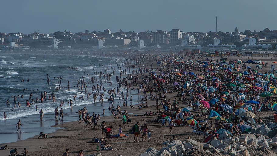 παραλία, mar del plata, punta mogotes, Ανθρωποι, πλήθος