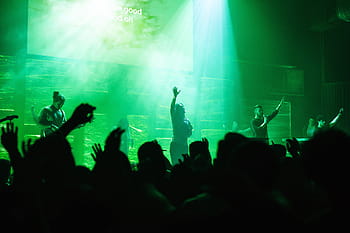 verde, palcoscenico leggero, sede di concerti, luce verde, concerto, folla, fotografie, luci, persone, prestazione, dominio pubblico