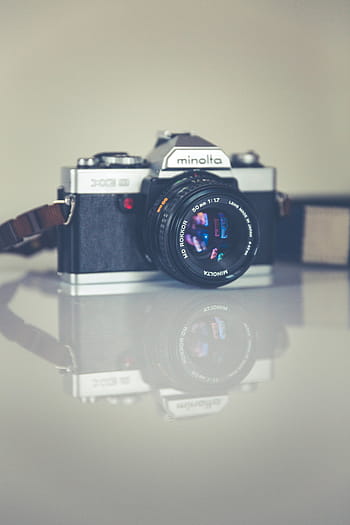 minolta slr fotoaparát, Šedá, Černá, minolta, bod, střílet, Fotoaparát, objektiv, dslr, fotografování, odraz