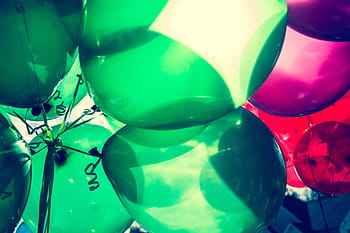 vicino, foto, palloncini, nero di seppia, fotografia, Palloncino, colorato, rosso, rosa, verde, soleggiato