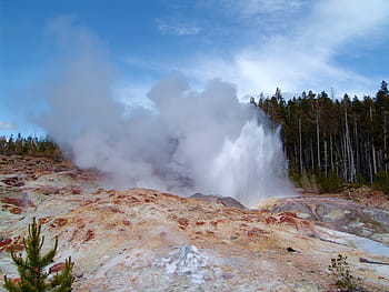 Steamboat Geyser, Yellowstone, Wyoming, colorful, thermal feature, water feature, water, thermal, tourist attraction, scenery, thermal features