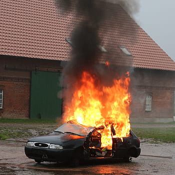 požár vozidla, oheň, cvičení, plamen, auto, plamen ohně, kouř, hořet, horký, značka, teplo