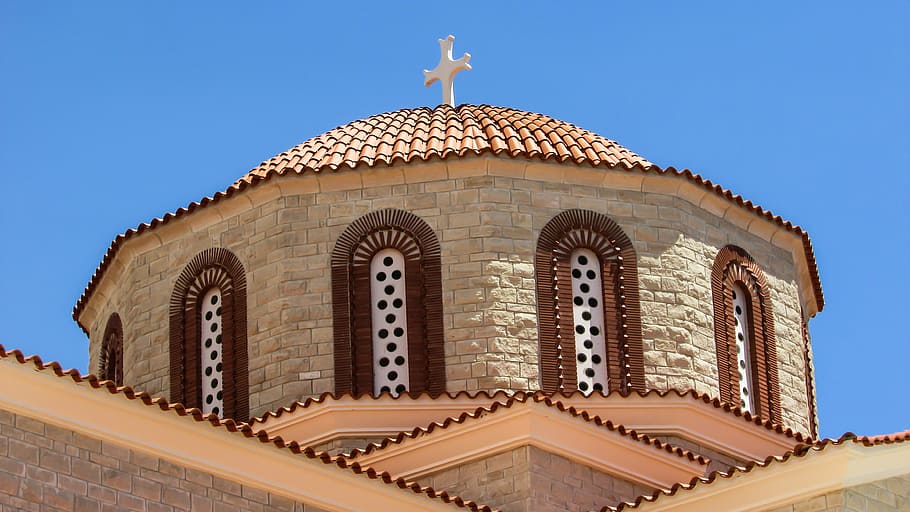 Ciprus, kiti, ayios kyriakos, templom, kupola, építészet, ortodox