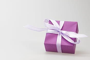 purple, box, white, ribbon, gift, made, surprise, loop, christmas, festival, christmas decoration