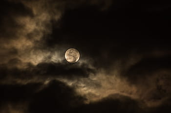full, moon, surrounded, dark, clouds, dark clouds, cloudy, luna, night, sky, full Moon