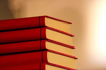 pět červených knih, knih, zásobník, Červené, knihovna, vzdělání, studie, literatura, znalost, univerzita, čtení