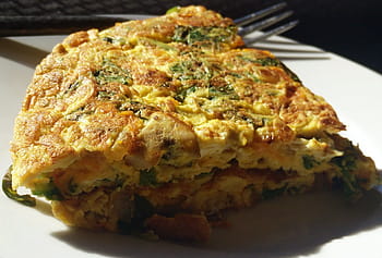 vidlice z nerezové oceli, Omeleta, recept, vejce, vaření, jídlo, zeleniny, snídaně, zdravý, kuchyně, deska