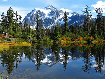 landscape, mountain, reflection, scenic, beautiful, nature, outdoors, trees, forest, water, lake