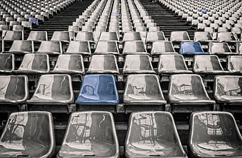 šedá, židle, ocelové rámy, stadión, řady sedadel, tribunu, sedět, fotbalový stadion, plastický, prázdný, diváků
