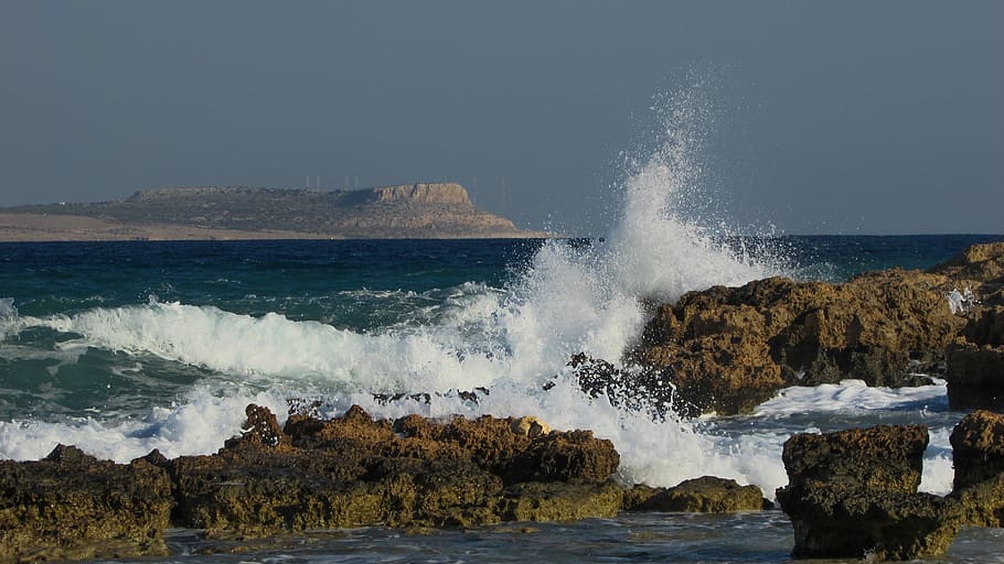 Wave, Sea, Nature, Smash, smashing, splash, white, spray, break, foam, rocky coast