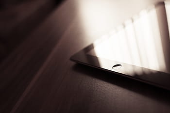 ipadホームボタンの詳細、 iPad、 ホーム、 ボタン、 詳細、 抽象、 デスク、 ミニマル、 タブレット、 テクノロジー、 コンピューター