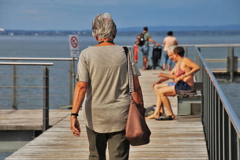 Bodensee, See, ältere Person, der Pier, Entspannung, Senior, Urlaub, die Aussicht auf, Seelenfrieden, Wasser, Abstandshalter