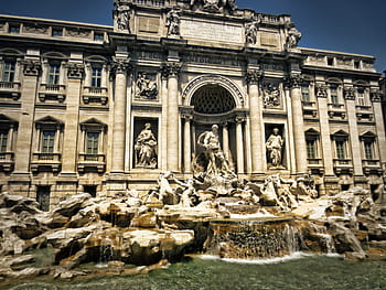 brown, temple, daytime, trevi fountain, fontana di trevi, rome, italy, fountain, europe, building, architecture