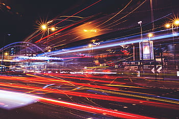 city traffic light trails, long, exposure night shot, City, traffic light, trails, night shot, London, urban, car, travel