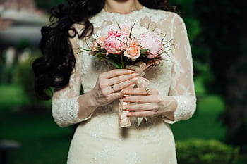 wedding, marriage, bride, flowers, bouquet, dress, ring