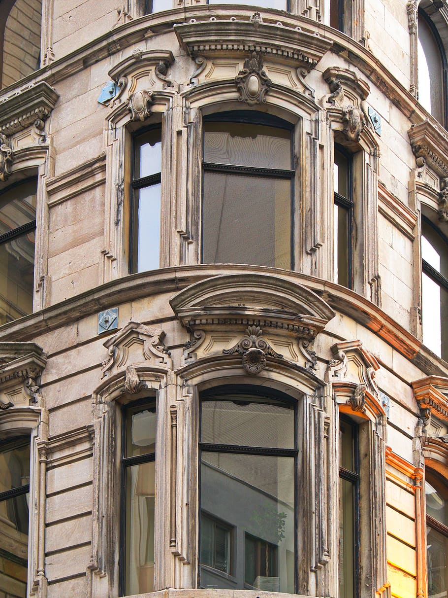 vyšperkovaný, fasáda, město, budova, vnější, Okna, design, umění, architektura, zeď, byt