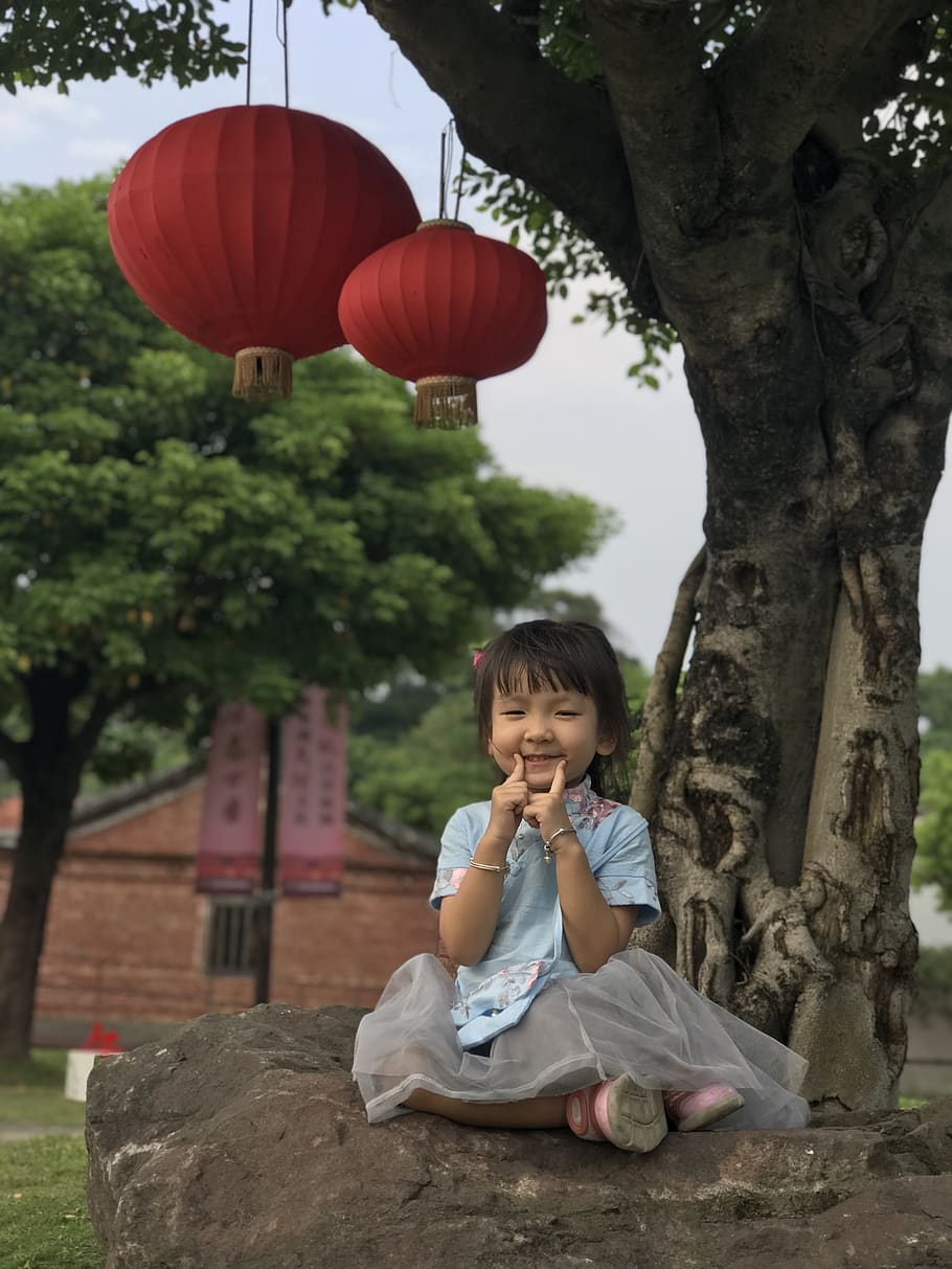 děti, park, naivní, wen qing, 燈 dlouho, čerstvý, roztomilost