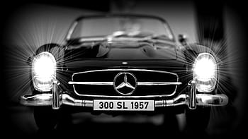 fotografia w skali szarości, pojazd mercedes-benz, mercedes, samochód, automatyczny, silnik, luksus, projekt, automobilowy, ograniczony, 300 sl