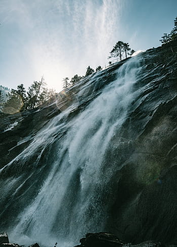 ponořit vodopády fotografie, voda, padá, splash, řeka, skály, hora, stromy, cestovat, dobrodružství, mraky