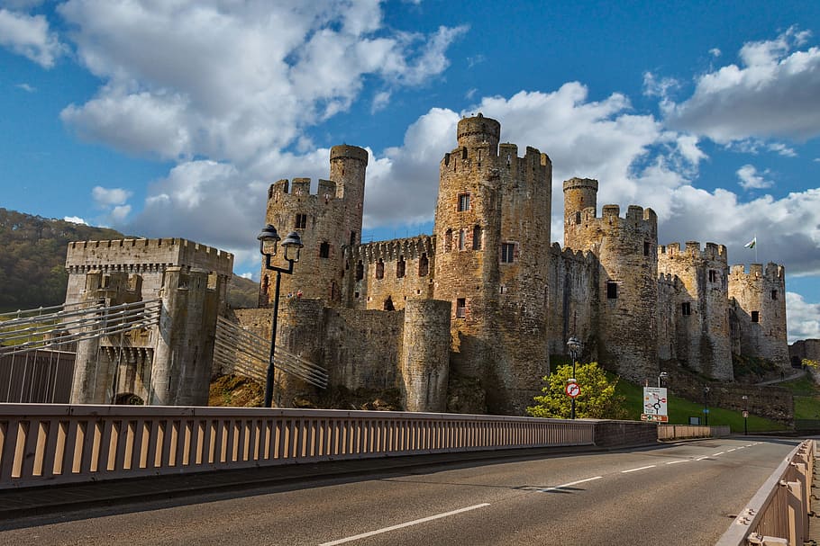 gray, castle, daytime, conway castle, llundudno, wales, historical, architecture, old, uk, tourism