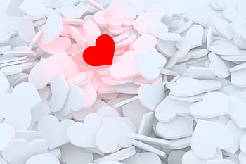 heart-shaped, white, red, illusration, heart, love, feelings, hearts, postcard, emotion, romance