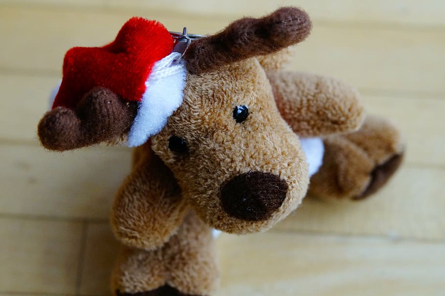 Los, sob, Vánoce, maskot, měkká hračka, Medvídek, zimní, legrační, postava, deco, příchod