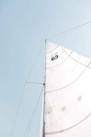 photo à faible angle, blanc, bateau, voile, drapeau, mer, voilier, navire nautique, sport