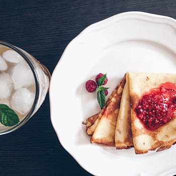baked, food, white, ceramic, plate, ceramic plate, pancake, gourmet, meal, breakfast, freshness