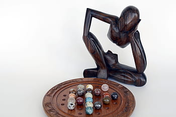 osoba, sedící, přední, prkno, mramorová figurka, myslitel, se ztrátou, zvážit, hrát si, otazník, holzfigur