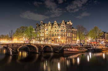 amsterdam, pont, Pays-Bas, Hollande, canal, ville, eau, L'Europe , architecture, rivière, bâtiment