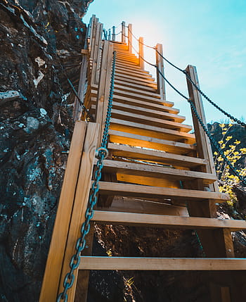 staircase, heaven, fykantrappa, far, steep, mountain, three, background, the nature of the, sky, arctic
