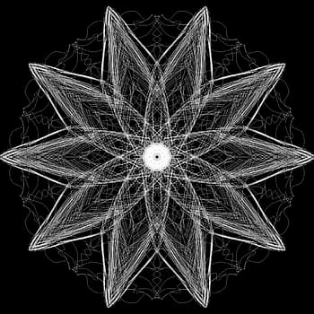 Skizze der weißen Blume, Mandala, psychedelisch, Neon-, artebyspacemandala