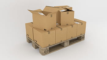 Marrone, scatole di cartone, superiore, di legno, pallet, merce, cargo, trasporto, legna, scatole, cartone