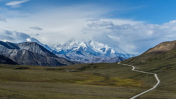 denali, hora, mckinley, Aljaška, park, Příroda, krajina, modrá obloha, pohoří, sníh, scén