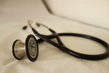 Černá, stříbrný stetoskop, stetoskop, zdravotní péče, doktor, zdraví, péče, nikdo, zdravotnictví a lékařství, detail, brýle