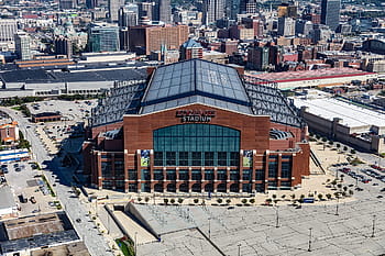 hnědý, šedá, stadión, během dne, indianapolis, indiana, město, městský, panoráma města, panoráma, v centru města