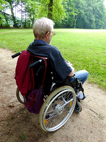muž, sedící, starý muž, senior, invalidní vozík, osoba, dědeček, pohyb, vozíčkářů, jízda, starší dospělý