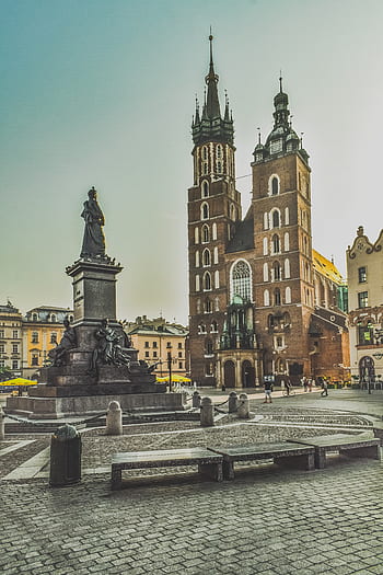 church, square, belfry, architecture, religion, christianity, cathedral, building, tower, tourism, krakow