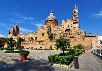 Marrone, calcestruzzo, costruzione, blu, cielo, palermo, sicilia, monumento, architettura, posto famoso, Europa