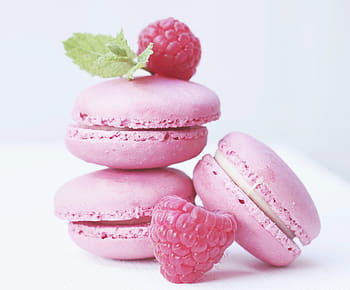 pile, strawberry, macaroons, macarons, raspberries, mint, pastries, french pastries, tender, fruits, red fruits