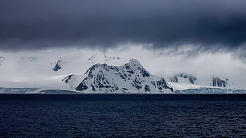 white, mountain, covered, snow, nature, mountains, ice, water, sky, clouds, antarctica