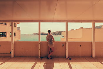 enjoying, view, coast, Man, Spain, people, holidays, summer, travel, vacation, women