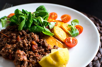 paleo ground beef, vegetables, Paleo, ground beef, beef, colorful, healthy, meat, food, plate, tomato